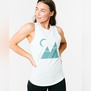 White Graphic Mountain Tank Top - Women